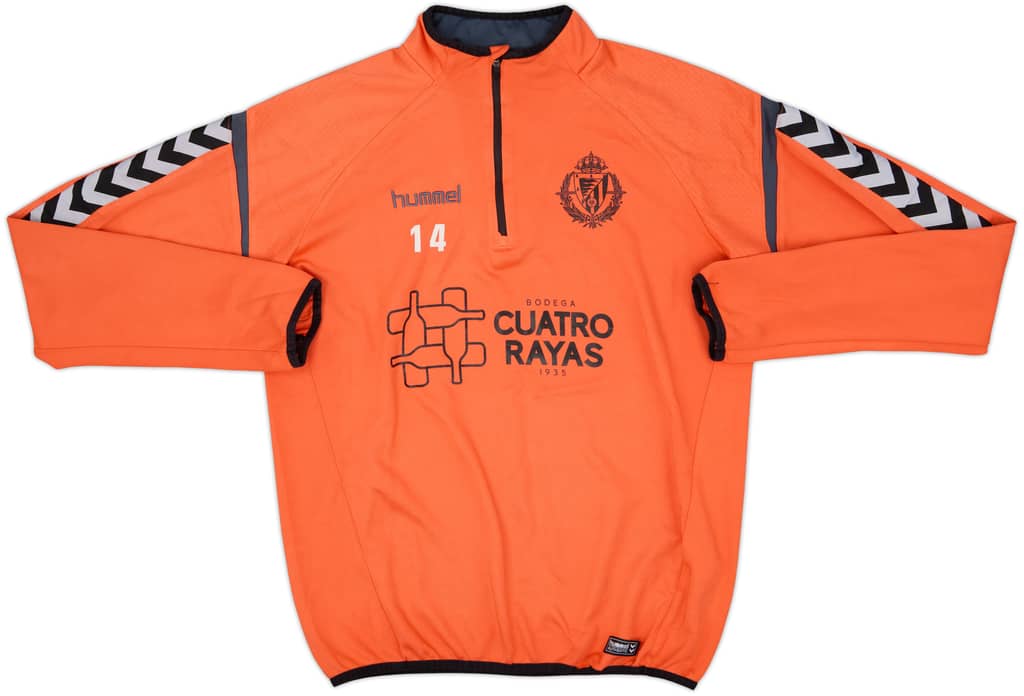 2018-19 Real Valladolid Player Issue Hummel 1/4 Zip Drill Top #14 - 7/10 - (M)