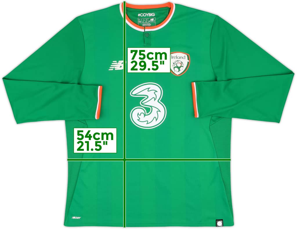 2017-18 Ireland Home L/S Shirt - 8/10 - (L)