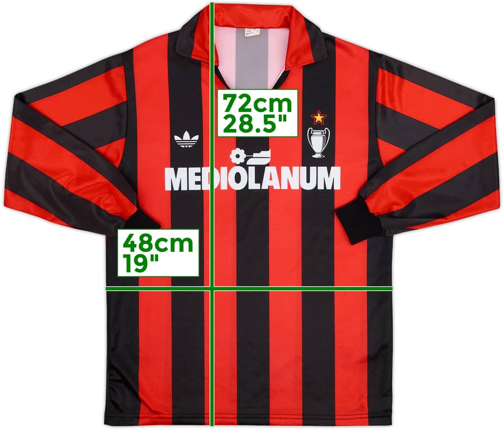 1990-91 AC Milan Basic Home L/S Shirt - 9/10 - (XS)