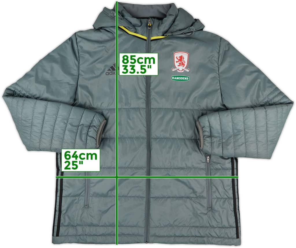 2016-17 Middlesbrough adidas Hooded Padded Bench Coat - 8/10 - (XL)