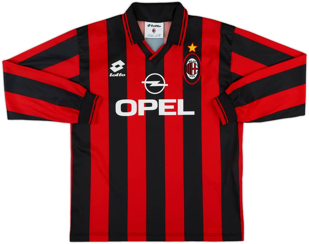 1996-97 AC Milan Home L/S Shirt - 10/10 - (XL.Boys)