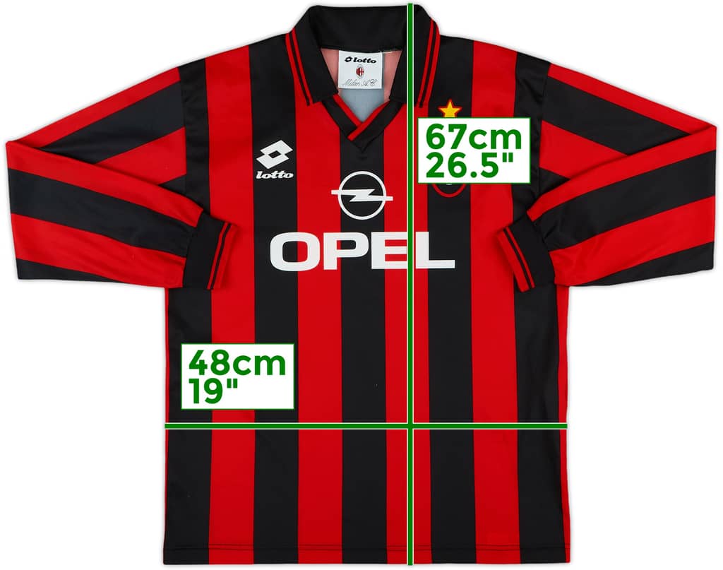 1996-97 AC Milan Home L/S Shirt - 10/10 - (XL.Boys)