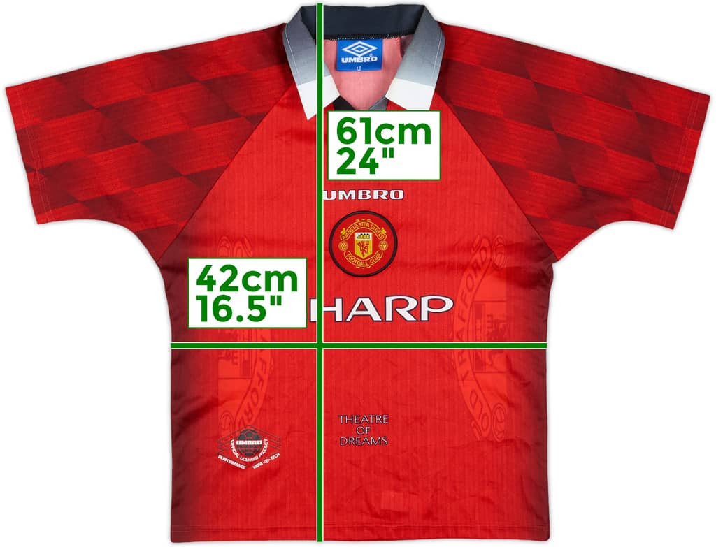 1996-98 Manchester United Home Shirt - 10/10 - (L.Boys)