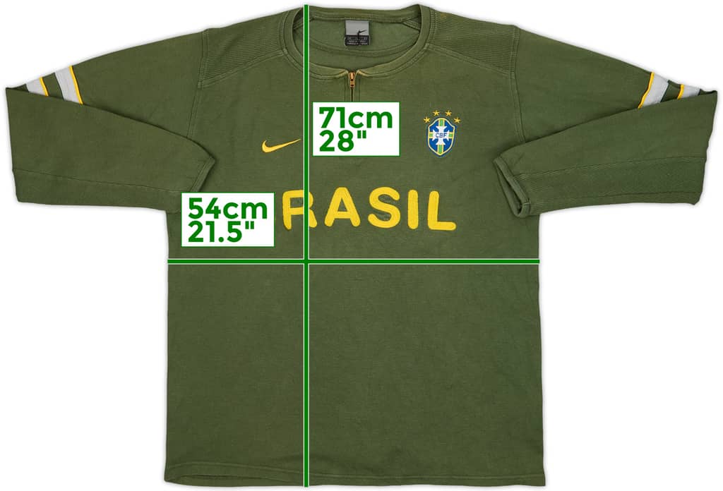 2002-04 Brazil Nike 1/4 Zip Sweat Top - 8/10 - (M)