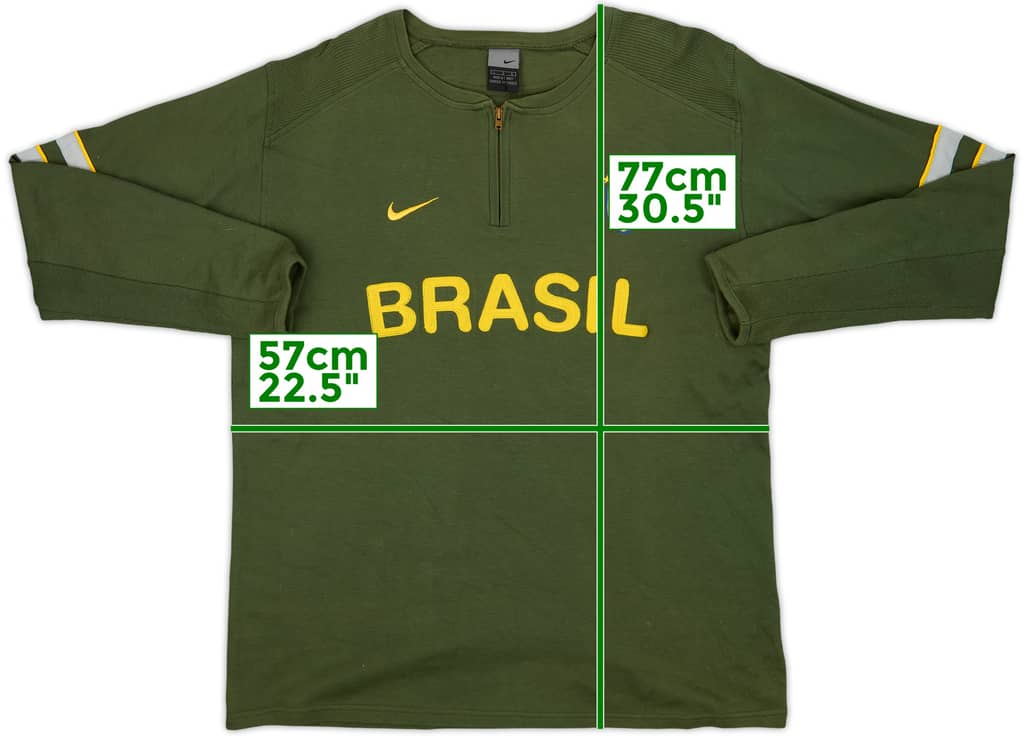 2002-04 Brazil Nike 1/4 Zip Sweat Top - 8/10 - (L)