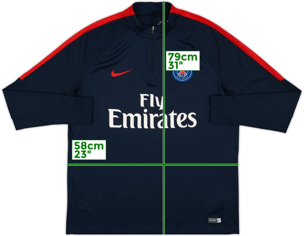 2017-18 Paris Saint-Germain Nike 1/4 Zip Drill Top - 8/10 - (XL)