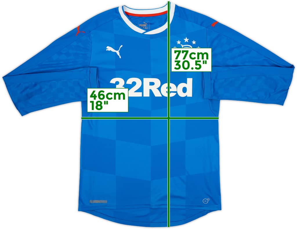 2016-18 Rangers Home L/S Shirt - 7/10 - (S)