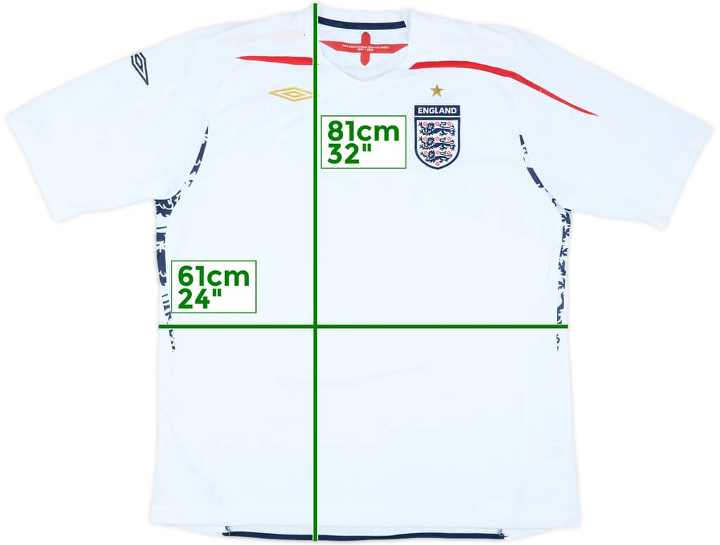 2007-09 England Home Shirt - 5/10 - (XXL)
