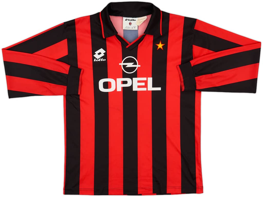 1994-95 AC Milan Basic Home L/S Shirt - 9/10 - (XL.Boys)