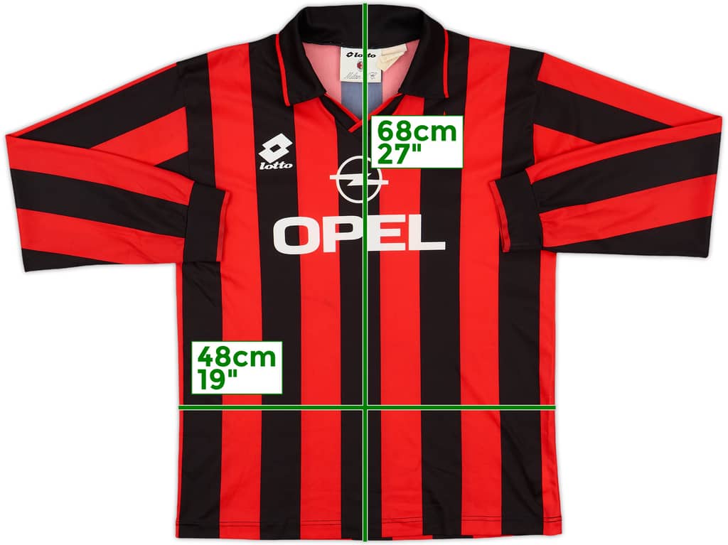 1994-95 AC Milan Basic Home L/S Shirt - 9/10 - (XL.Boys)