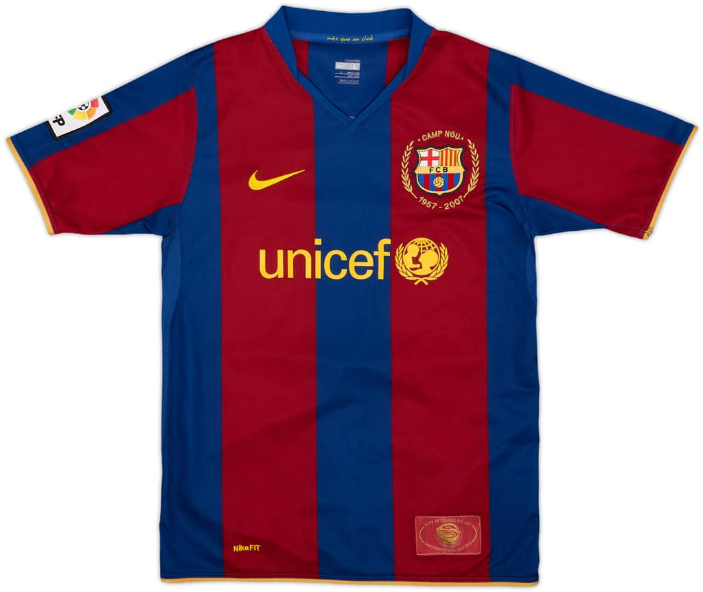 2007-08 Barcelona Home Shirt - 9/10 - (L.Boys)