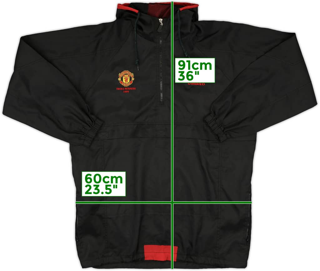 1999-00 Manchester United Umbro Hooded 1/4 Zip Rain Jacket - 9/10 - (XL)