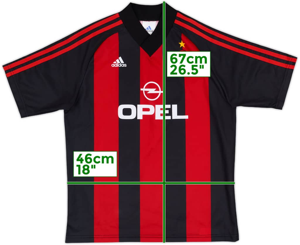 1998-00 AC Milan Basic Home Shirt - 10/10 - (L.Boys)