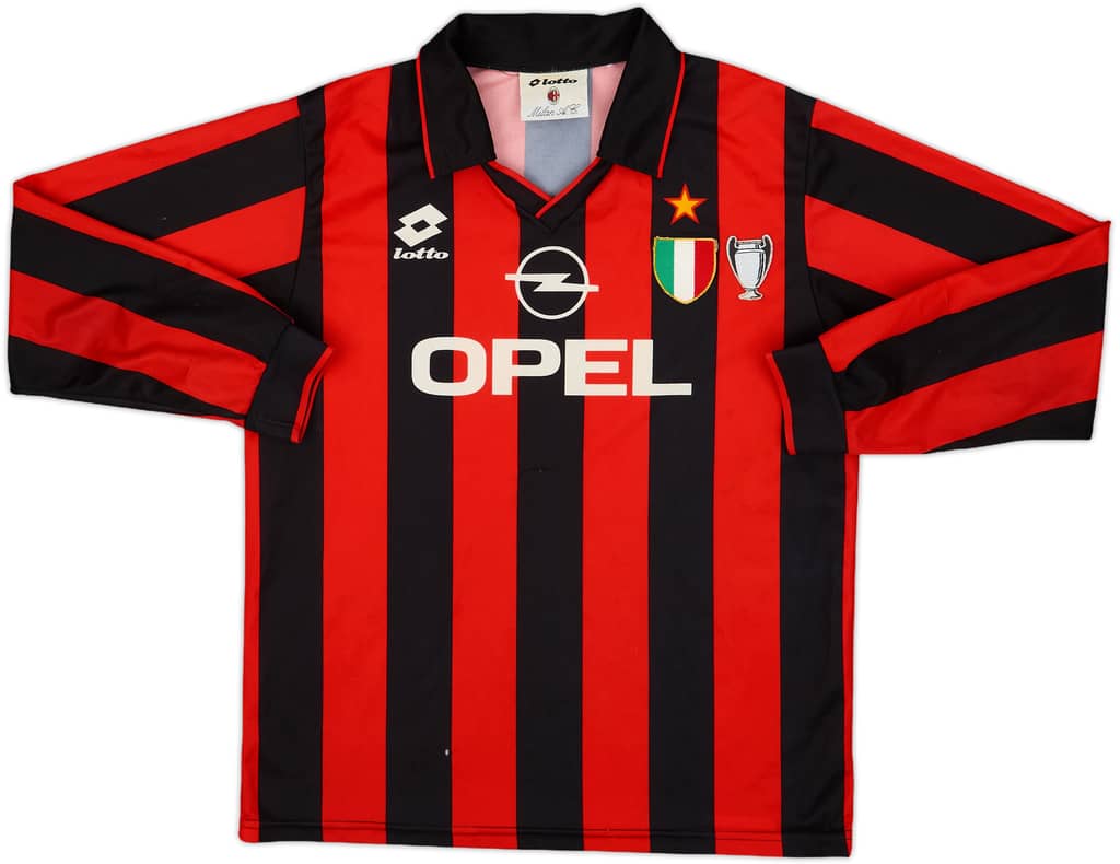 1994-95 AC Milan Basic Home L/S Shirt - 6/10 - (XL.Boys)