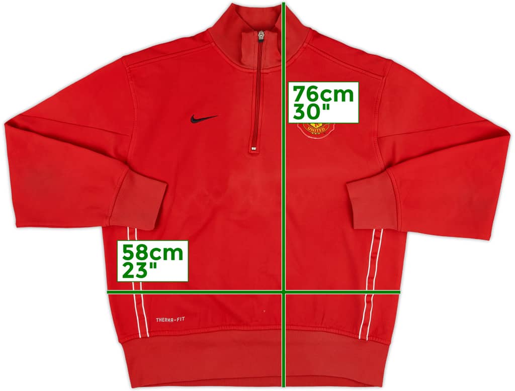 2010-11 Manchester United Nike 1/4 Zip Sweat Top - 8/10 - (M)