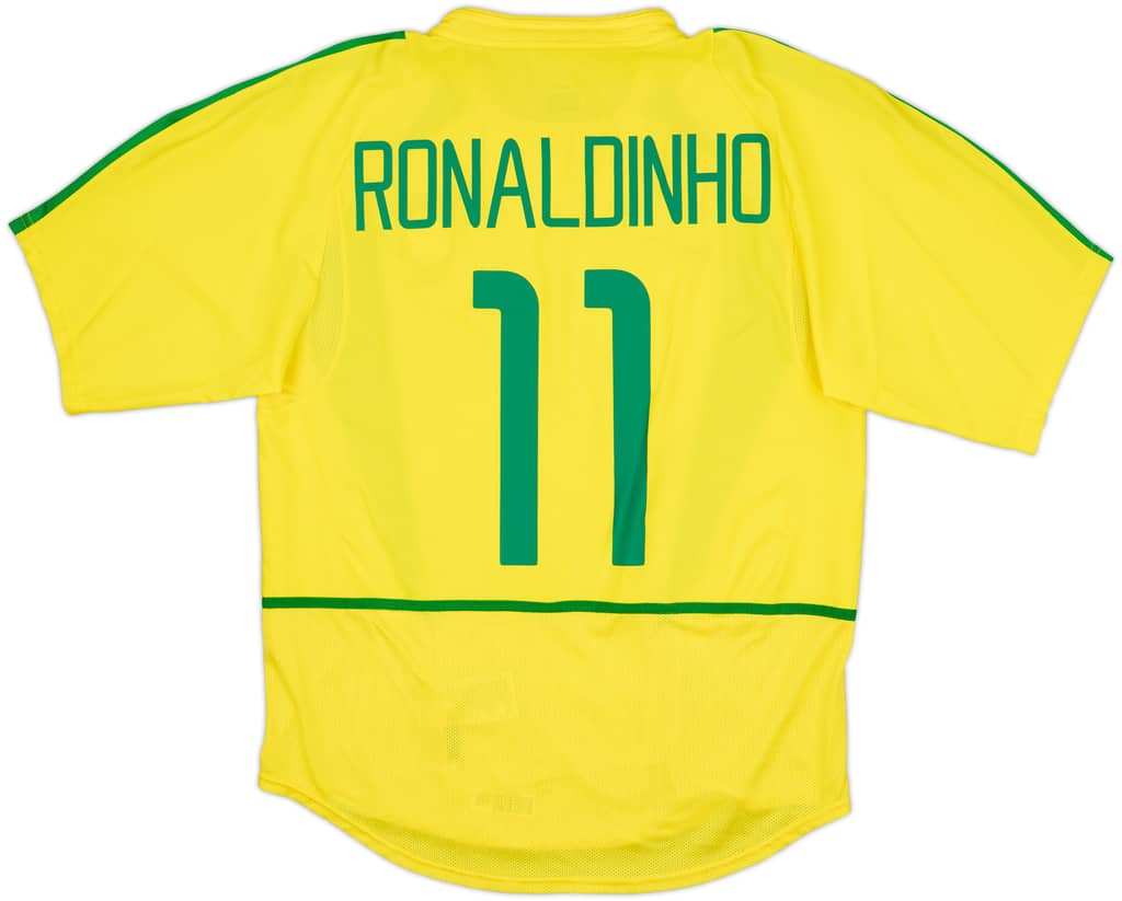 2002-04 Brazil Home Shirt Ronaldinho #11 - 8/10 - (M)