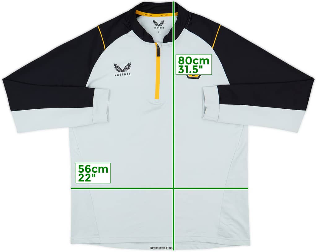 2022-23 Wolves Castore 1/4 Zip Training Top - 9/10 - (L)