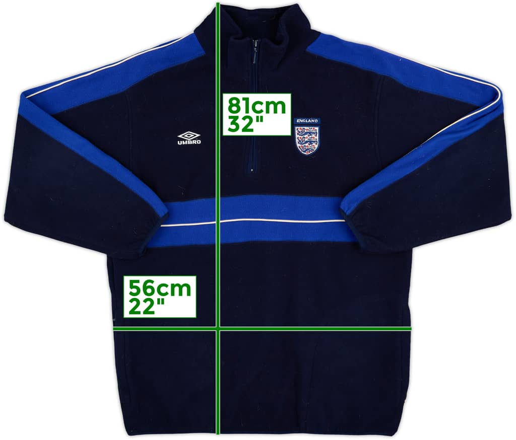 2000-02 England Umbro 1/4 Zip Fleece Top - 8/10 - (M)