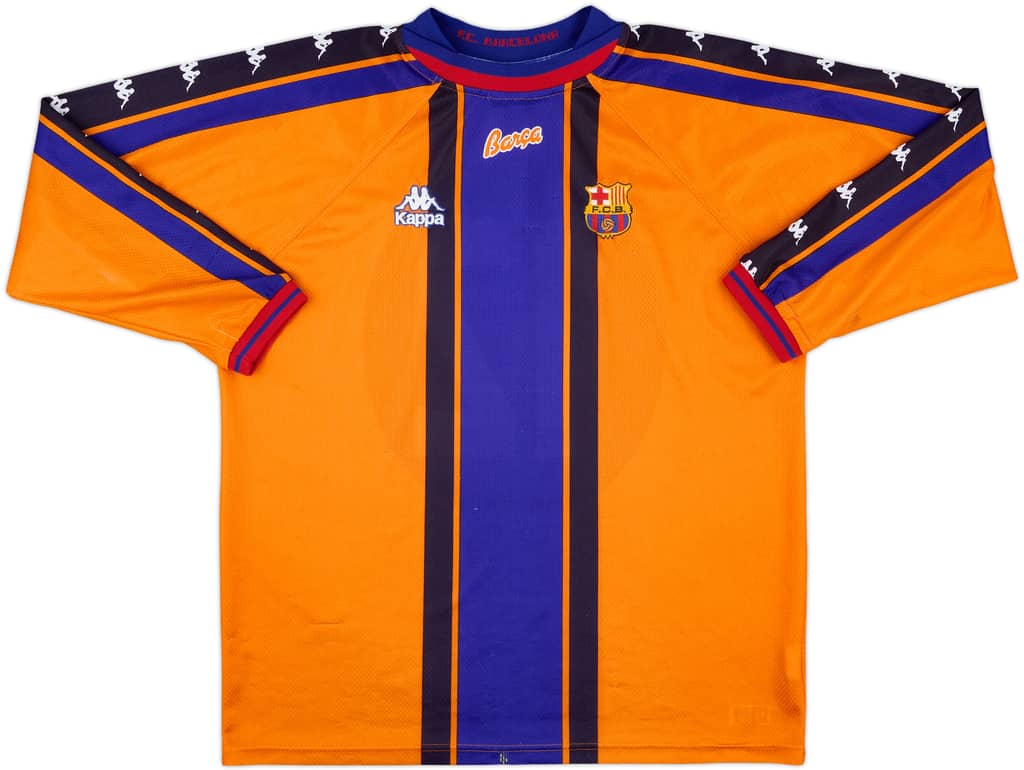 1997-98 Barcelona Match Issue Away L/S Shirt #12