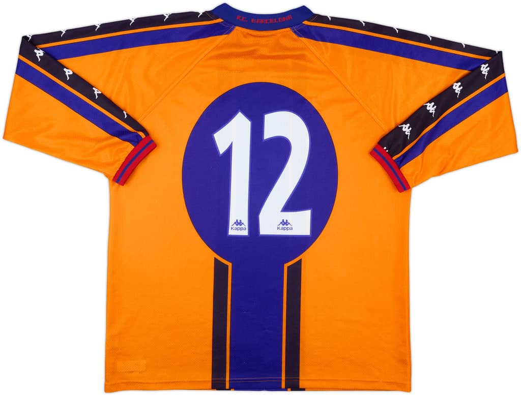 1997-98 Barcelona Match Issue Away L/S Shirt #12