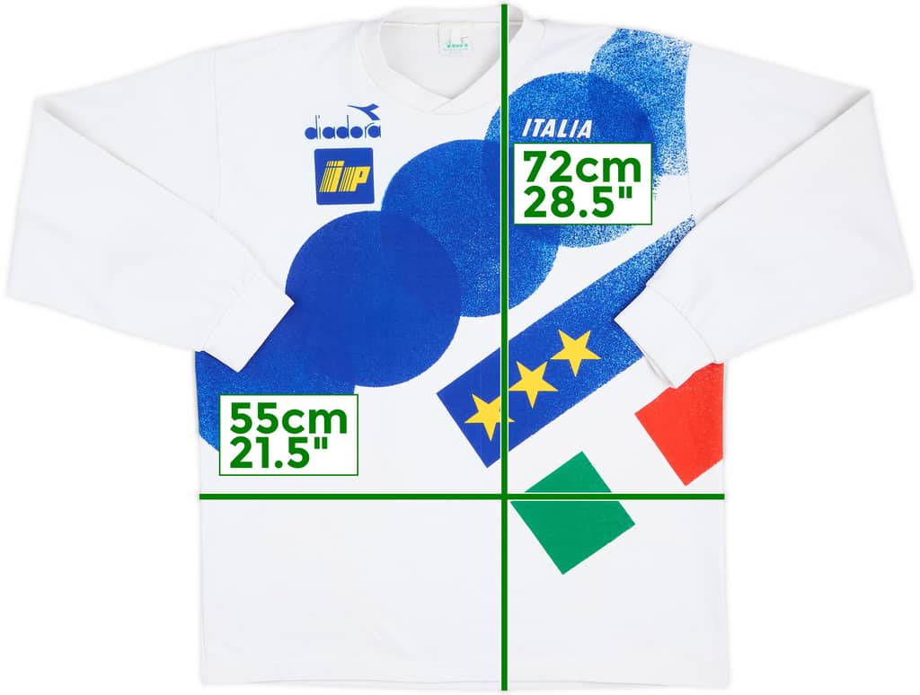 Camiseta Diadora de entrenamiento de manga larga de Italia 1990-92 - 5/10 - (L)
