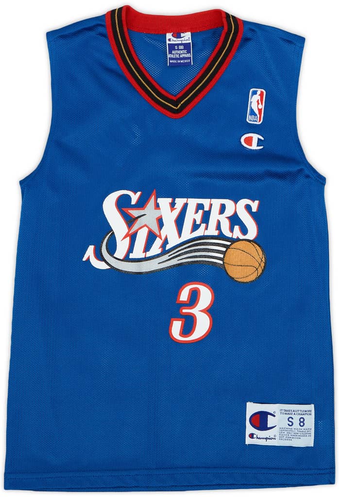 2000-02 Philadelphia 76ers Iverson #3 Champion Alternate Jersey - 10/10 - (S.Boys)