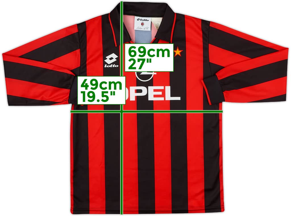 1994-95 AC Milan Home L/S Shirt - 10/10 - (XL.Boys)