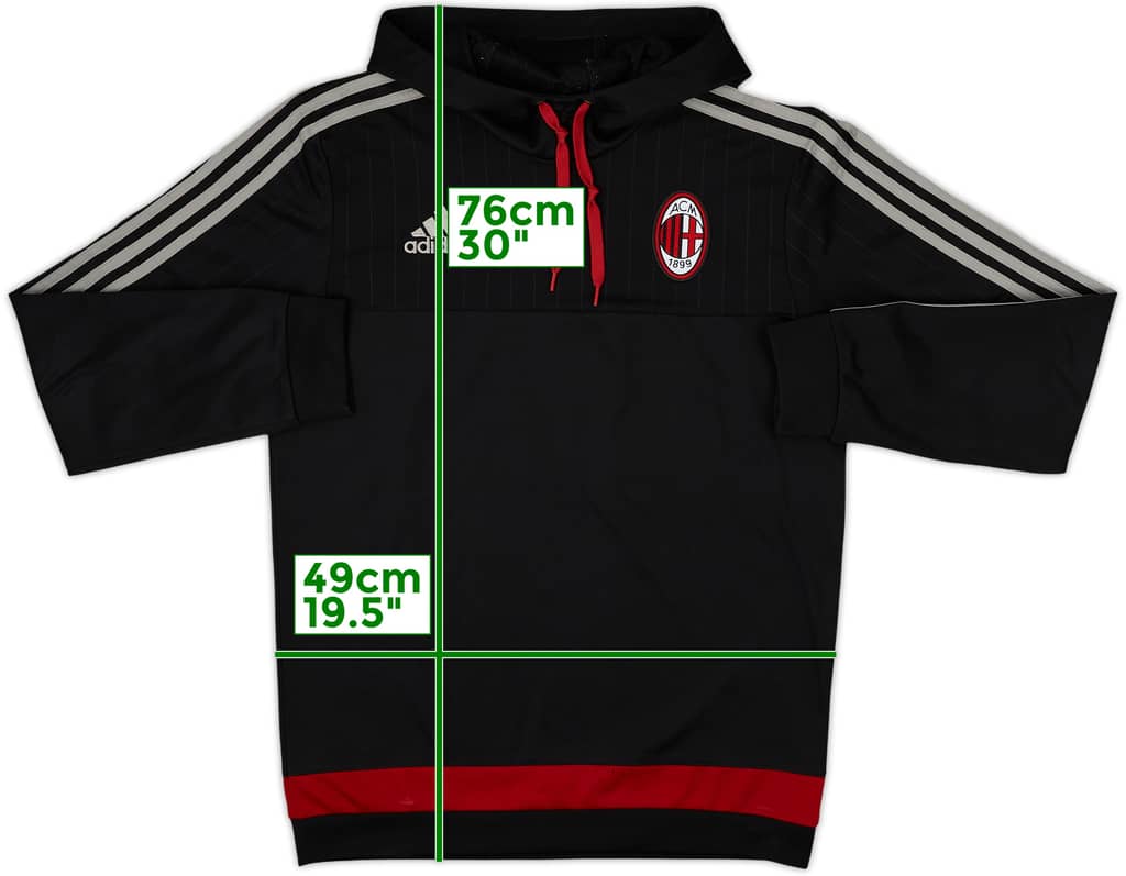 2015-16 AC Milan adidas Hooded Sweat Top - 7/10 - (XL.Boys)