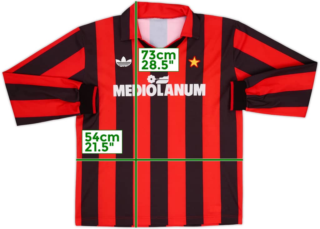 1990-91 AC Milan Home L/S Shirt - 9/10 - (L)