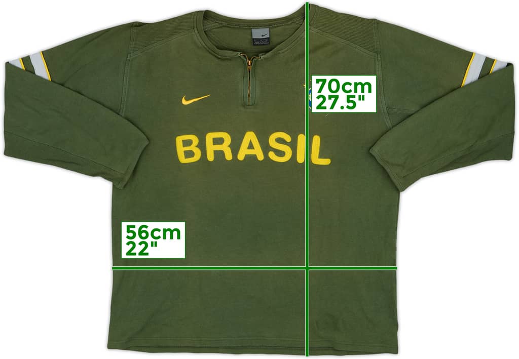 2002-04 Brazil Nike 1/4 Zip Sweat Top - 7/10 - (L)