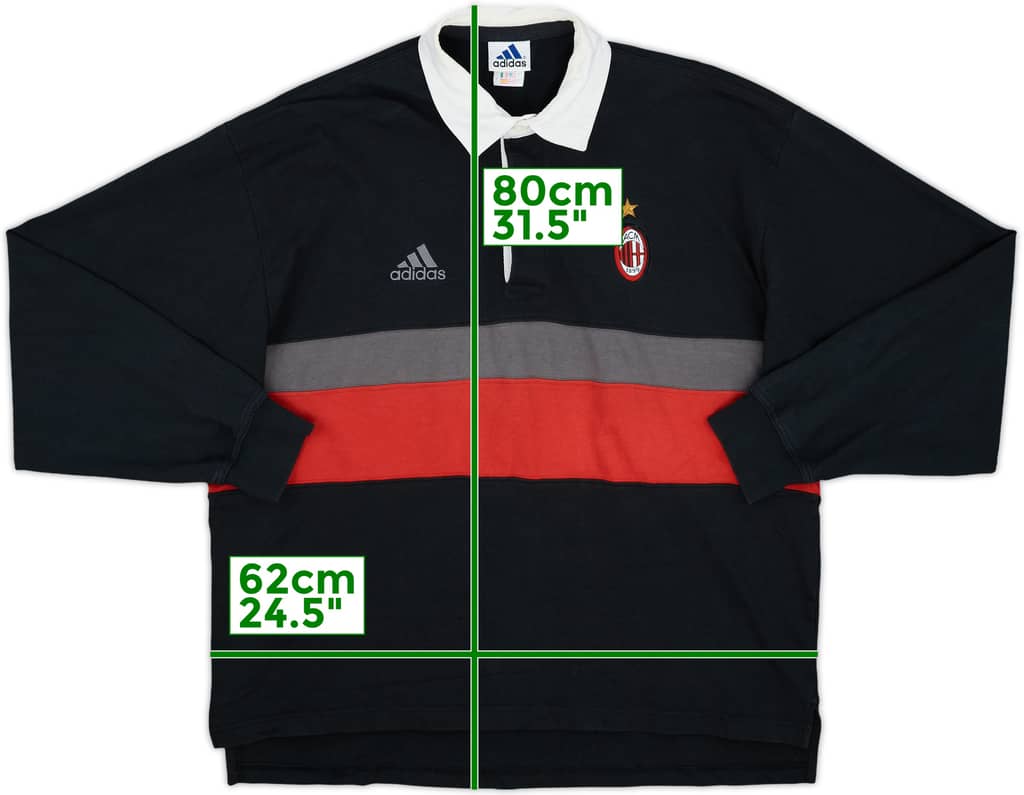 2000-01 AC Milan adidas Polo L/S Shirt - 8/10 - (L)