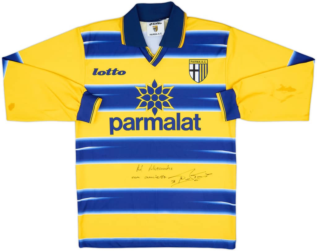 1998-99 Parma Signed Home L/S Shirt - 7/10 - (XL.Boys)