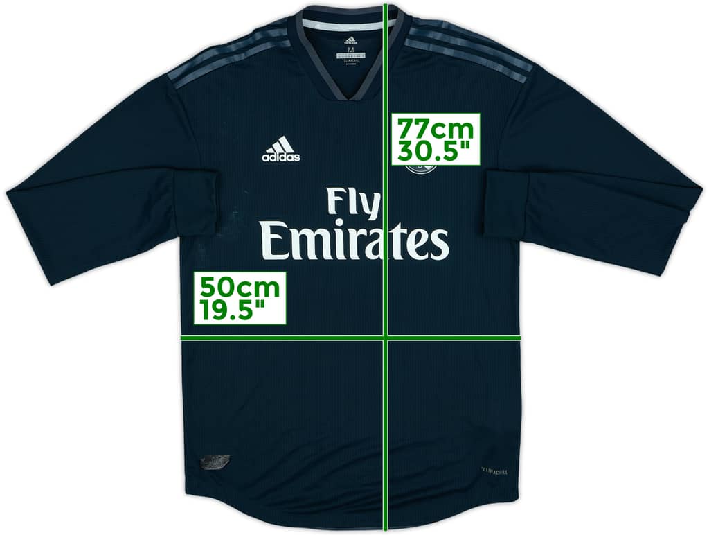 2018-19 Real Madrid Authentic Away L/S Shirt - 6/10 - (M)