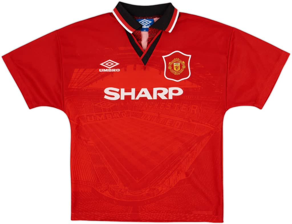 1994-96 Manchester United Home Shirt - 8/10 - (L.Boys)