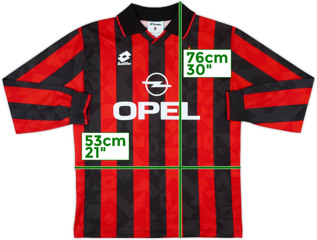 1994-95 AC Milan Home L/S Shirt - 7/10 - (L)