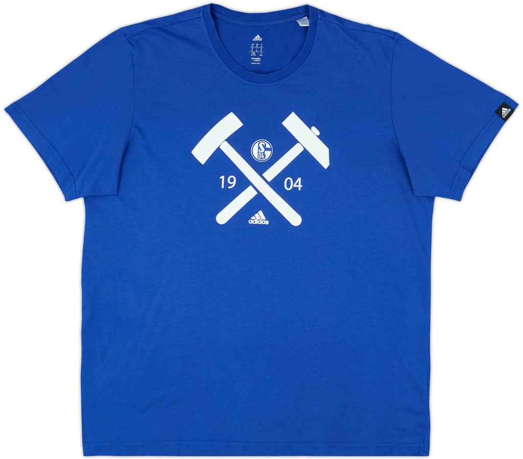 2014-15 Schalke adidas Cotton Tee - 9/10 - (XL)