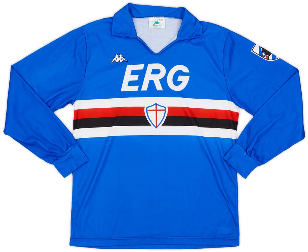 1989-90 Sampdoria Home L/S Shirt - 9/10 - (L)