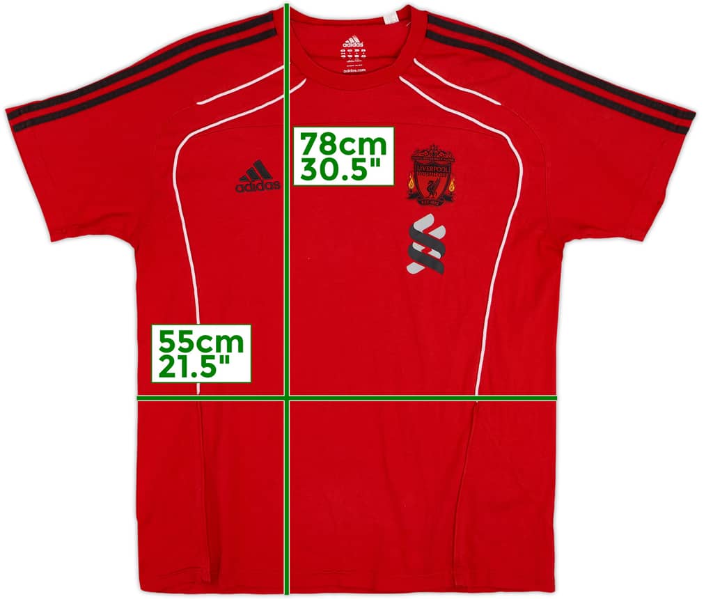 2010-11 Liverpool adidas Cotton Tee - 9/10 - (L/XL)