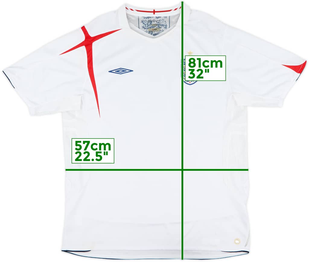 2005-07 England Home Shirt - 5/10 - (XL)