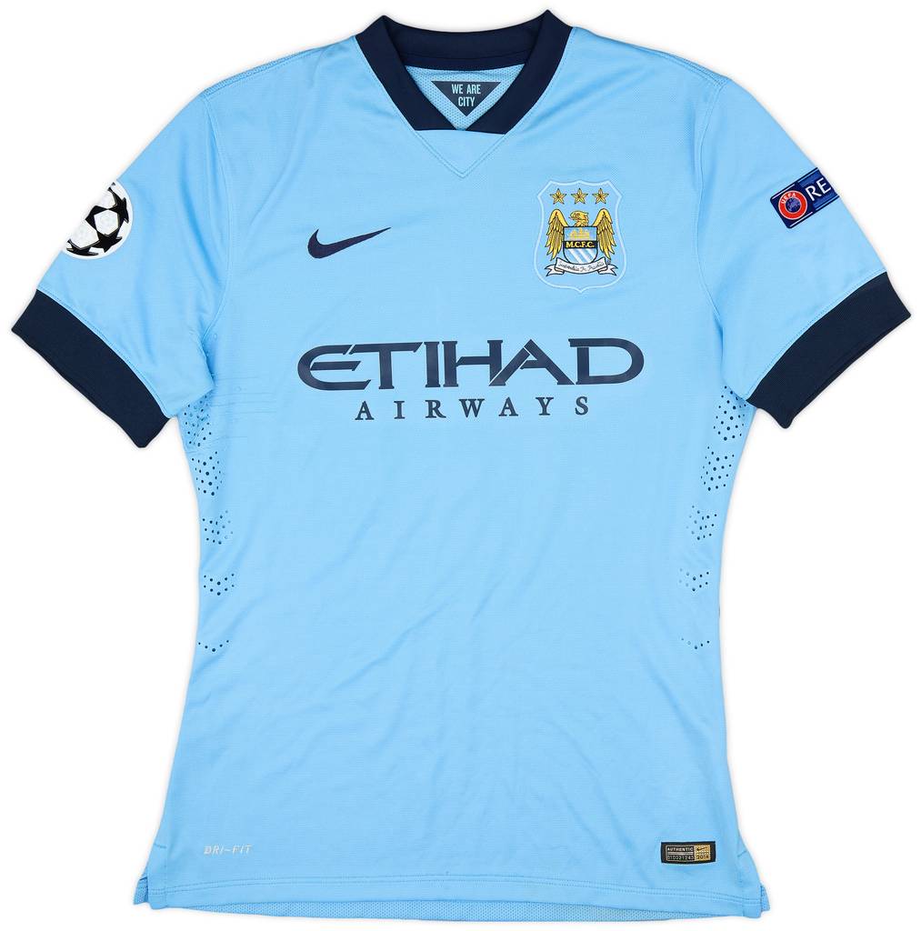 2014-15 Manchester City Match Issue Champions League Home Shirt Kompany #4