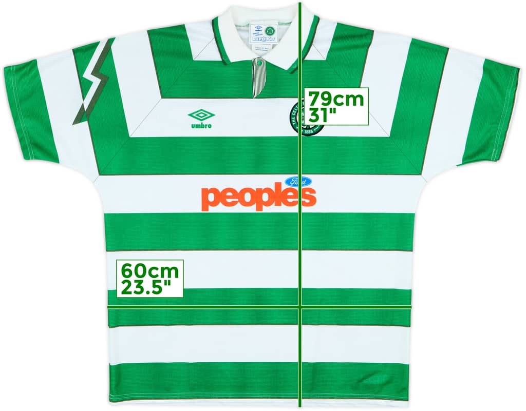 1991-92 Celtic Home Shirt - 8/10 - (XL)