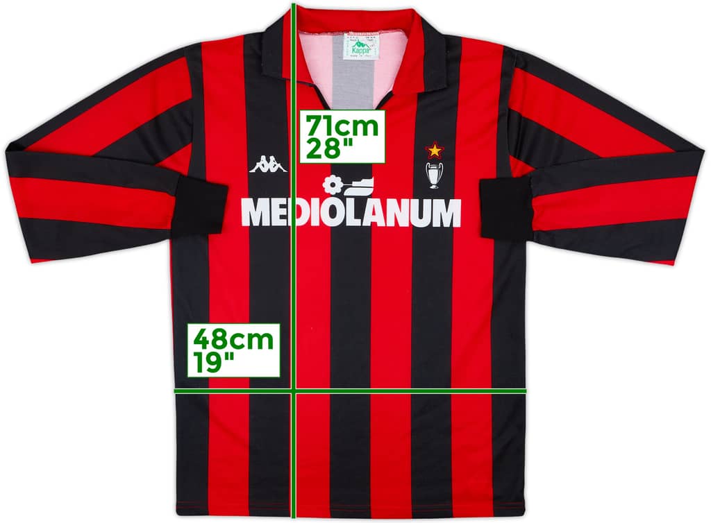 1989-90 AC Milan Home L/S Shirt - 9/10 - (M)
