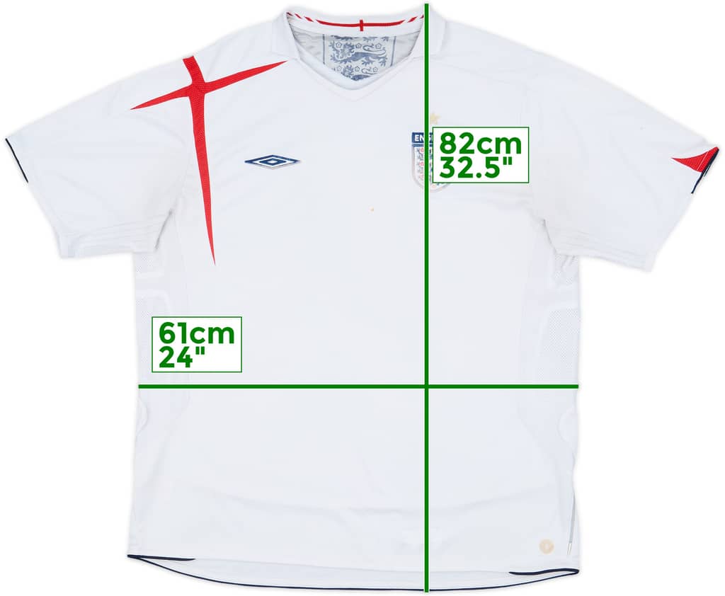 2005-07 England Home Shirt - 4/10 - (XL)