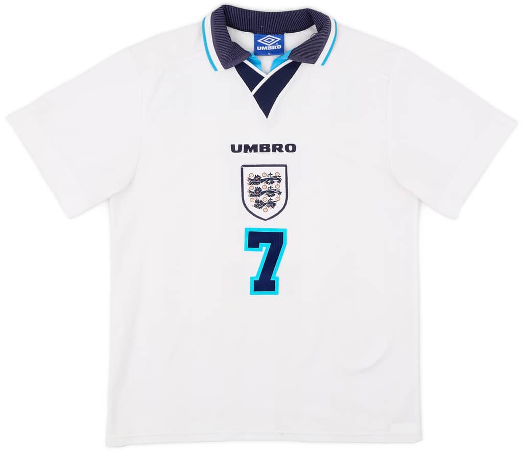 1995-97 England Home Shirt Beckham #7 - 5/10 - (M)