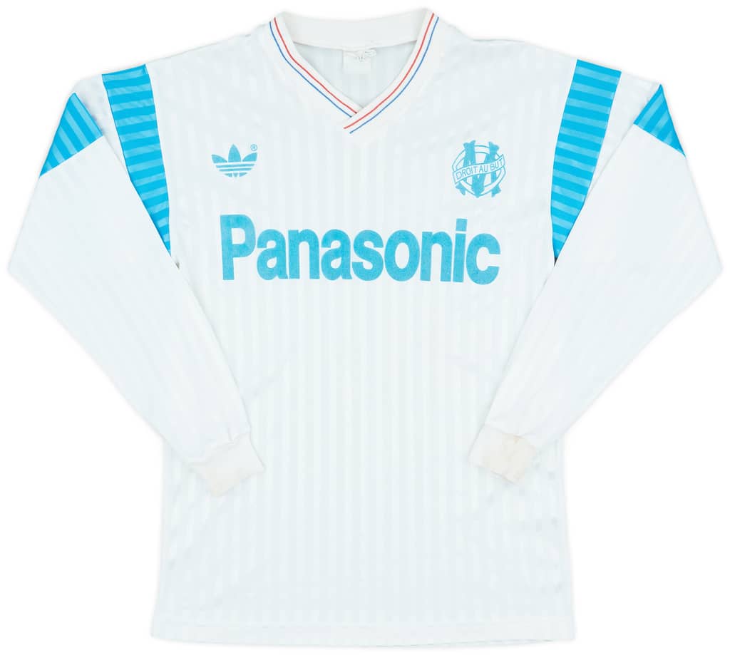 1990-91 Olympique Marseille Home L/S Shirt - 9/10 - (S)
