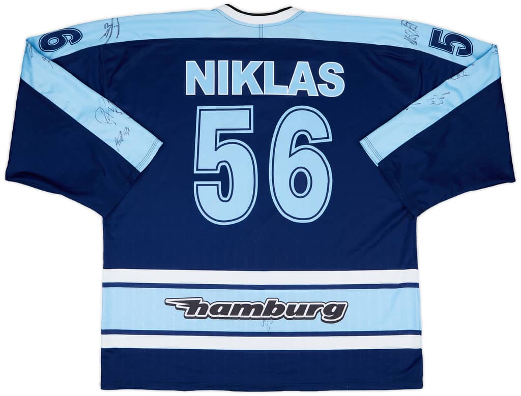 2002-03 Hamburg Freezers Niklas #56 'Signed' P&J Sport Away Jersey - 6/10 - (XL)