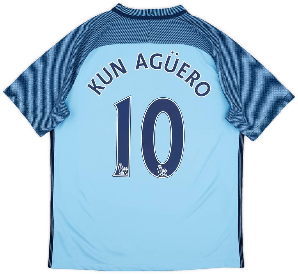 2016-17 Manchester City Home Shirt Kun Aguero #10 - 7/10 - (L)