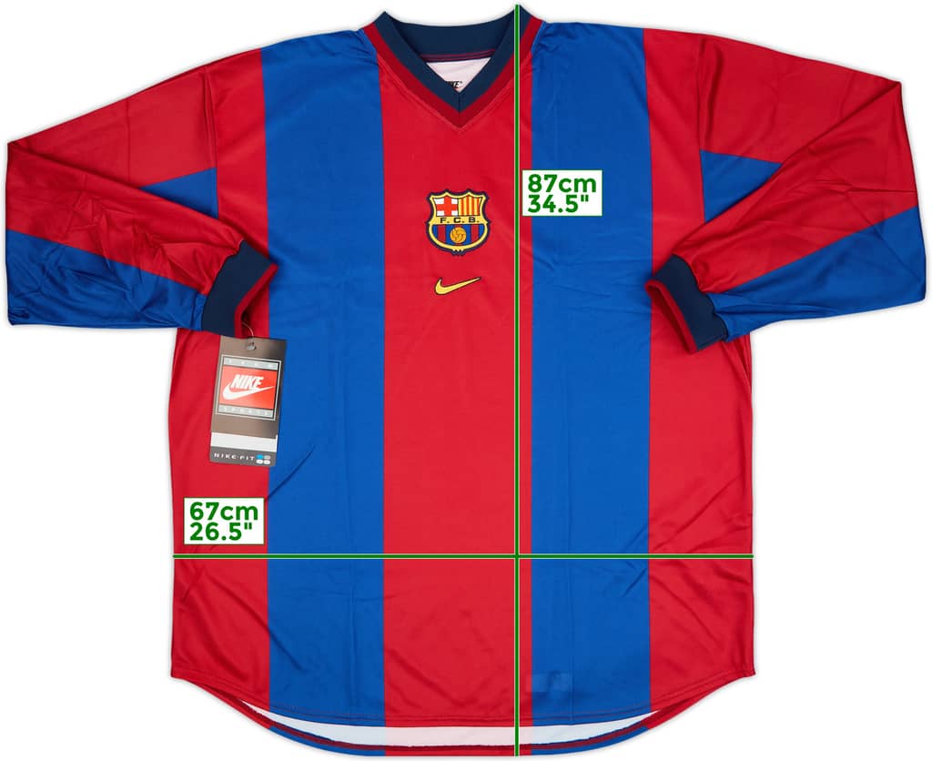 1998-00 Barcelona Player Issue Home L/S Shirt (XXL)
