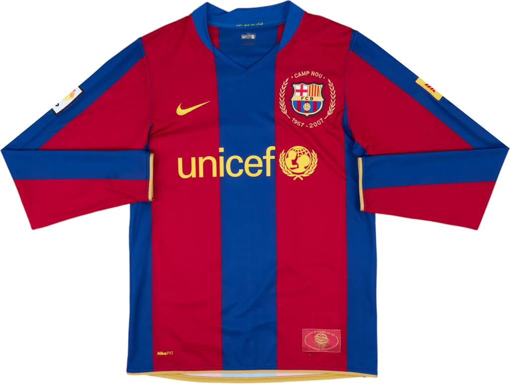 2007-08 Barcelona Home L/S Shirt Henry #14 - 9/10 - (S)