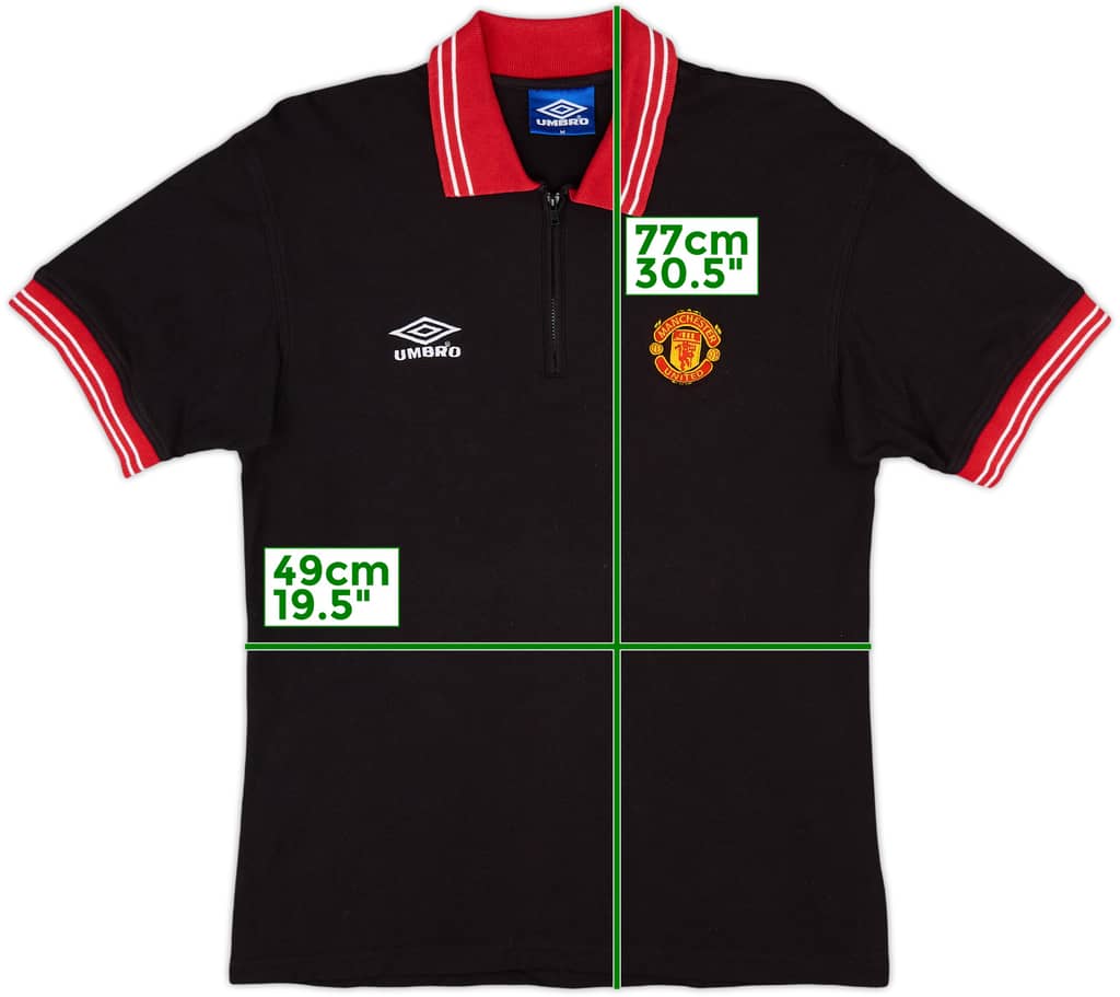 1998-99 Manchester United Umbro 1/4 Zip Polo Shirt - 8/10 - (M)